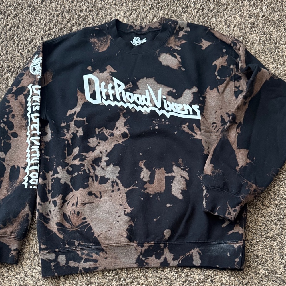 Off Road Vixens - Black & Brown Tie-Dye Crewneck Sweatshirt